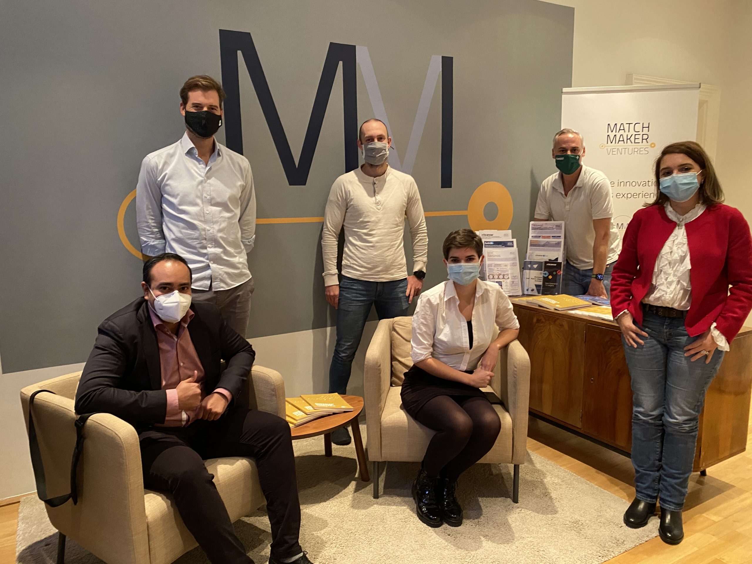 Picture of YesElf team, a portfolio company, visiting Match-Maker Ventures in their Vienna headquarters
